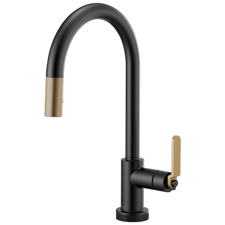 Brizo Litze SmartTouch Pull-Down Faucet with Arc Spout and Industrial Handle 64044LF-BLGL